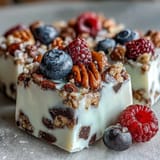 Creamy Greek yogurt base swirled with honey, scattered with fresh berries, and sprinkled with granola for a wholesome, easy-to-make frozen dessert.