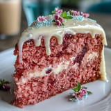 Luscious Rosé Velvet Cake, perfect for celebrations with cream cheese frosting.