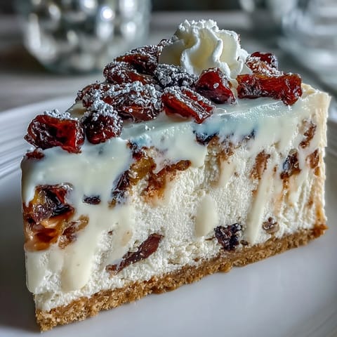 Christmas Cheesecake Slab served with whipped cream swirls on a crunchy biscuit base.