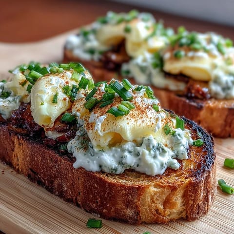Asparagus and Egg Tartines with fresh chives and lemon zest on rustic bread.
