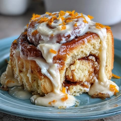 Bright orange-scented rolls topped with a rich cream cheese frosting, perfect for a sunny breakfast or brunch.  