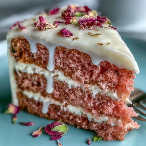 Elegant pink Bridal Shower Rosé Velvet Cake with shimmering gold drip.