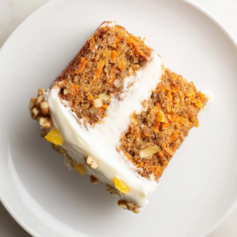 Served Carrot Cake on a white plate with a dollop of frosting and a hot coffee.