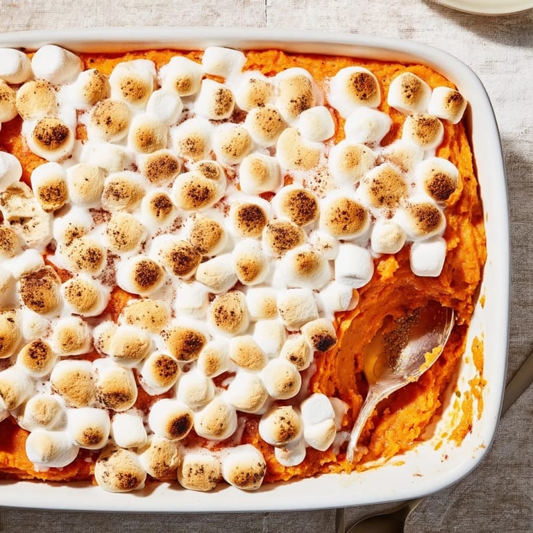 Freshly baked Sweet Potato Casserole with a crunchy pecan streusel topping, ready for a holiday table.