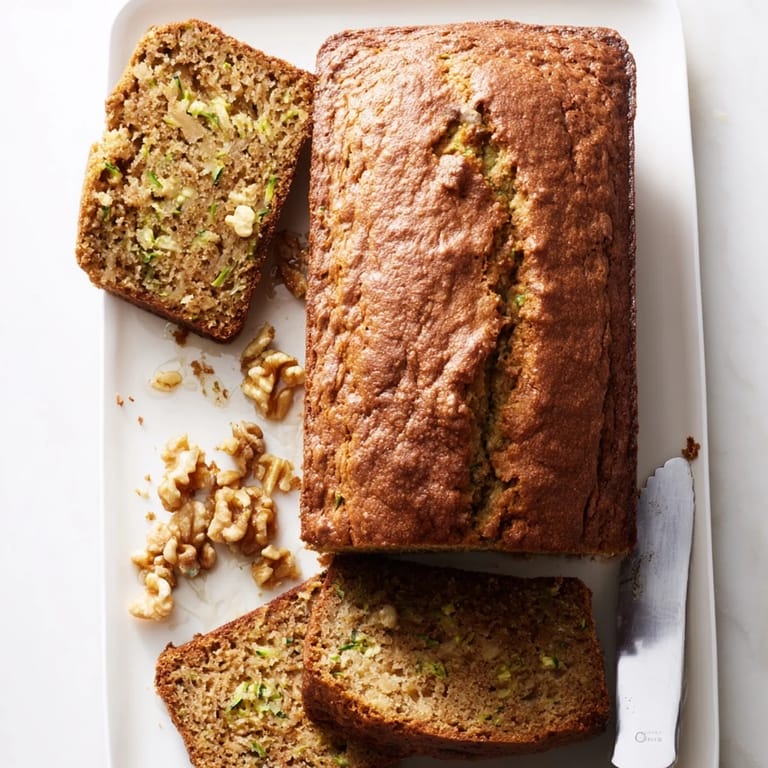 Golden Zucchini Bread loaf cooling on a wire rack with a pat of butter and cream cheese.