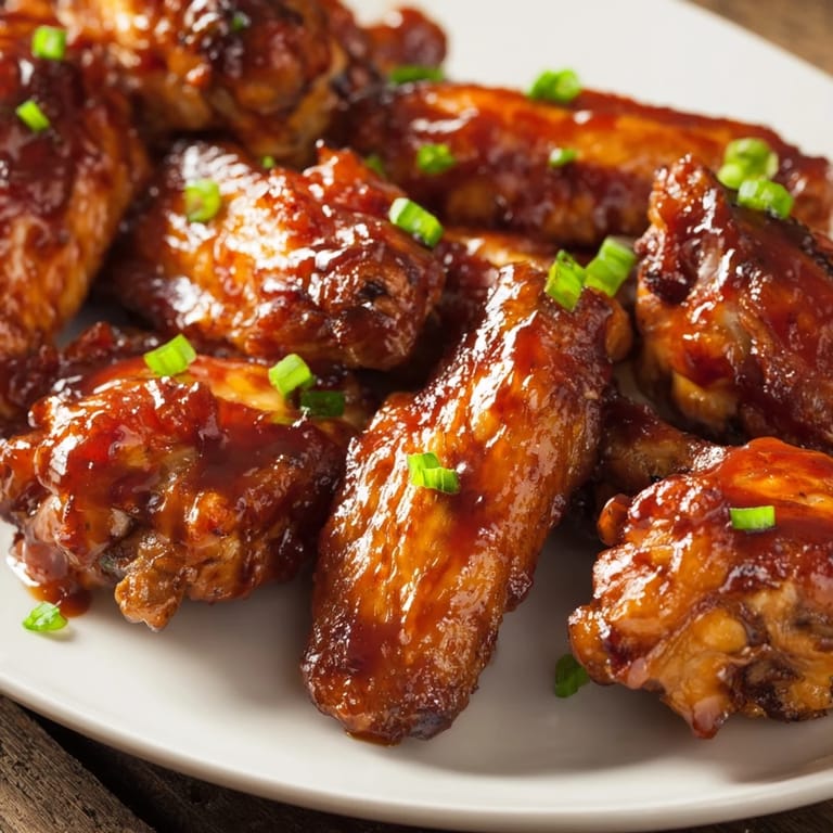 Savory Honey BBQ Chicken Wings served with celery sticks and creamy ranch dip at a party.