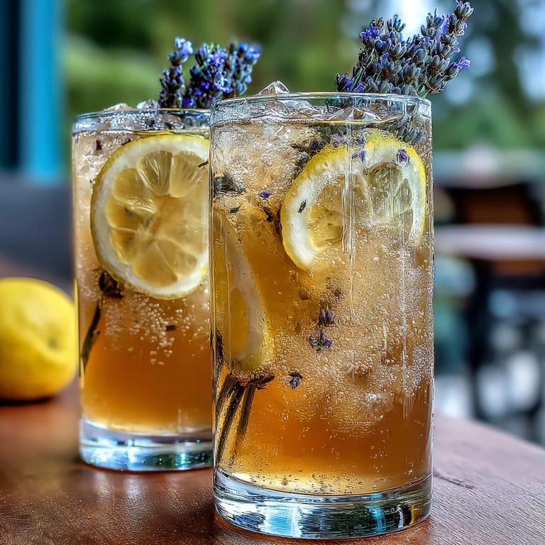 Elegant lavender lemonade spritz cocktail with edible flowers, perfect for summer garden parties.