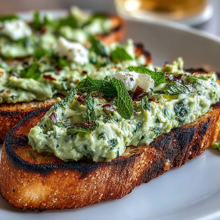 Springtime fava bean and mint appetizer, bright with lemon and fresh herbs.