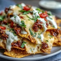 Loaded Baseball Nachos with Jalapeños and Cheese Sauce: crispy tortilla chips smothered in seasoned beef, melty cheese sauce, and tangy jalapeños, perfect for game day snacking.