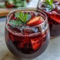 Vibrant Homemade Starbucks Strawberry Açaí Refresher with fresh strawberries, açaí powder, and a hint of lemon, served over ice.