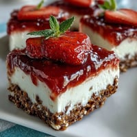 Sweet and salty strawberry pretzel salad bars with creamy cheesecake filling ready to serve.